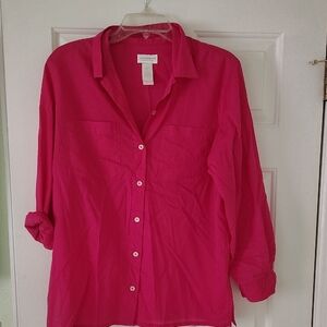 Bright Pink Button-Up Shirt
